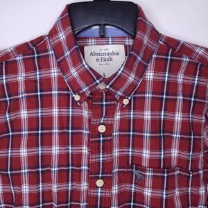 Abercrombie Fitch Shirt Mens Large Plaid Red Muscle